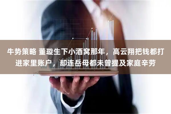牛势策略 董璇生下小酒窝那年，高云翔把钱都打进家里账户，却连岳母都未曾提及家庭辛劳