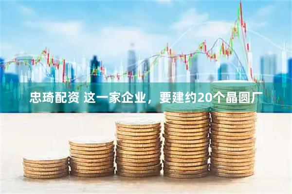 忠琦配资 这一家企业，要建约20个晶圆厂